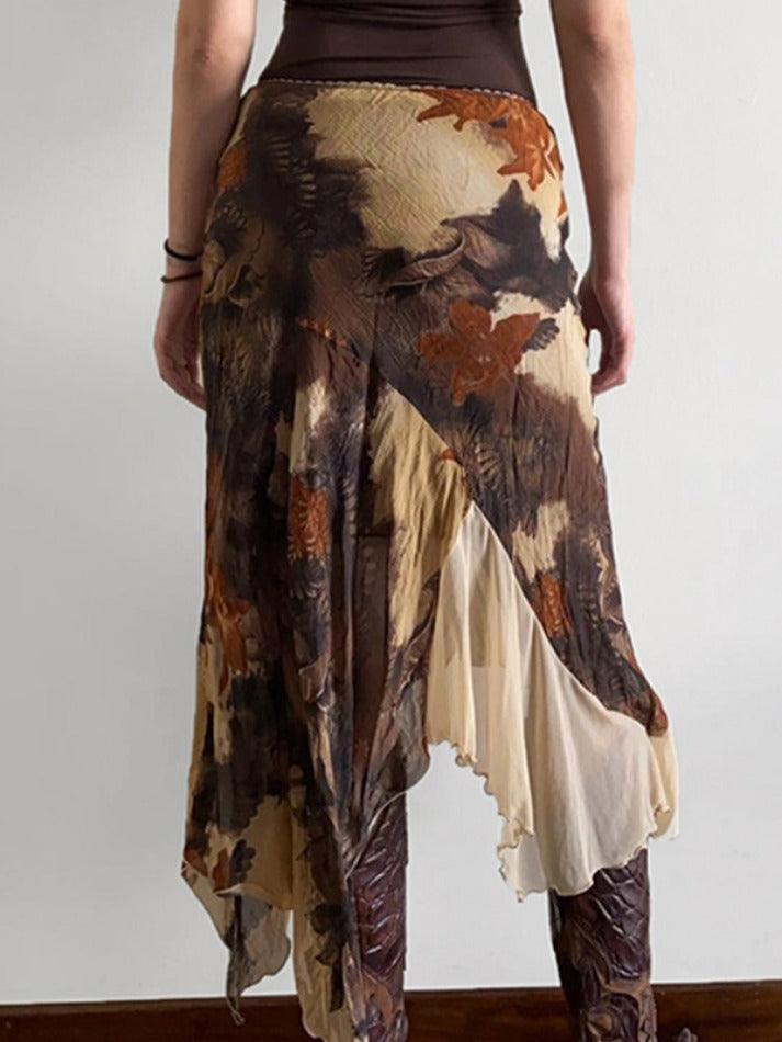 Wasteland Style Botanical Floral Print Maxi Skirts