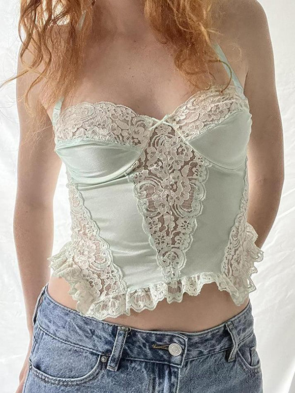 Lace Halter-neck Crop Top - AnotherChill