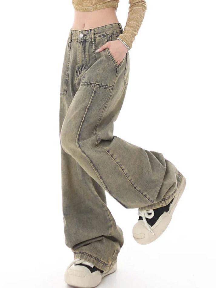 Vintage Distressed Wash Splice Boyfriend Jeans - AnotherChill