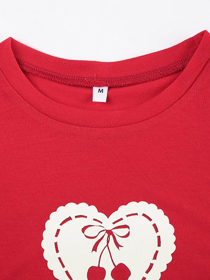 Embroidered Cherry Heart Baby Tee - AnotherChill