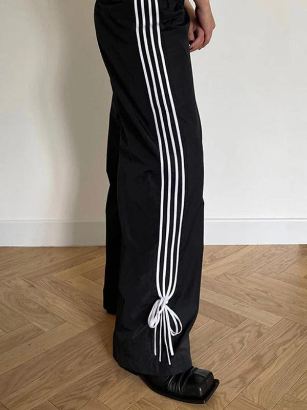Low Rise Piping Detail Wide Leg Pants - AnotherChill
