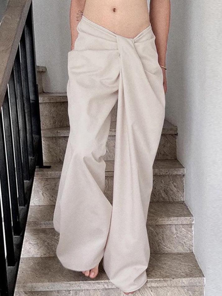 Asymmetrical Cross Waist Cargo Pants