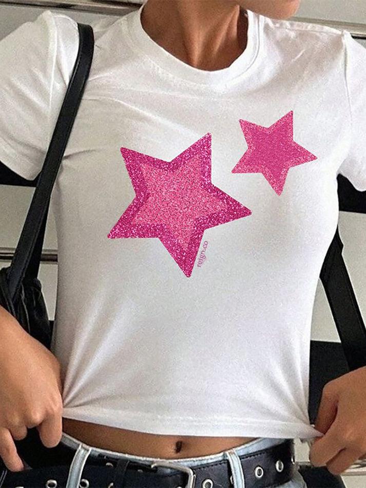 Star Print Short Sleeve Tee - AnotherChill