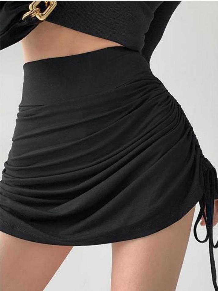 Black Ruched Bodycon Skirt - AnotherChill