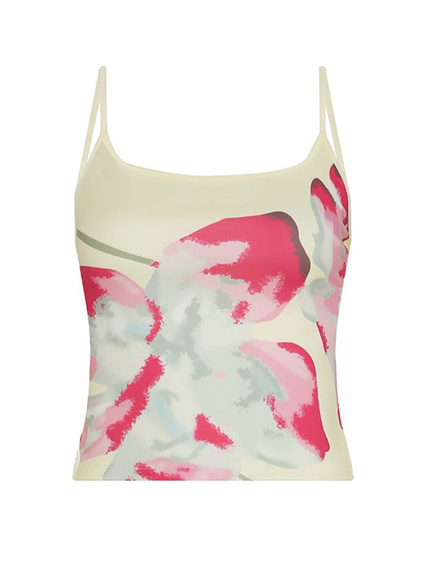 Floral Print Mesh Cami Set