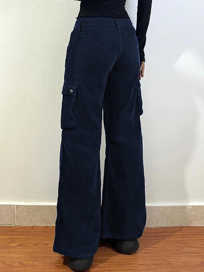 Multi Pocket Loose Corduroy Cargo Pants