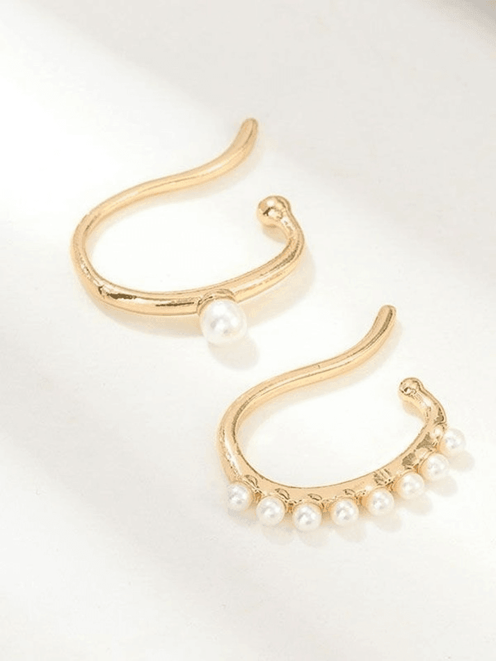 2pcs Faux Pearl Decor Cuff Earring - AnotherChill