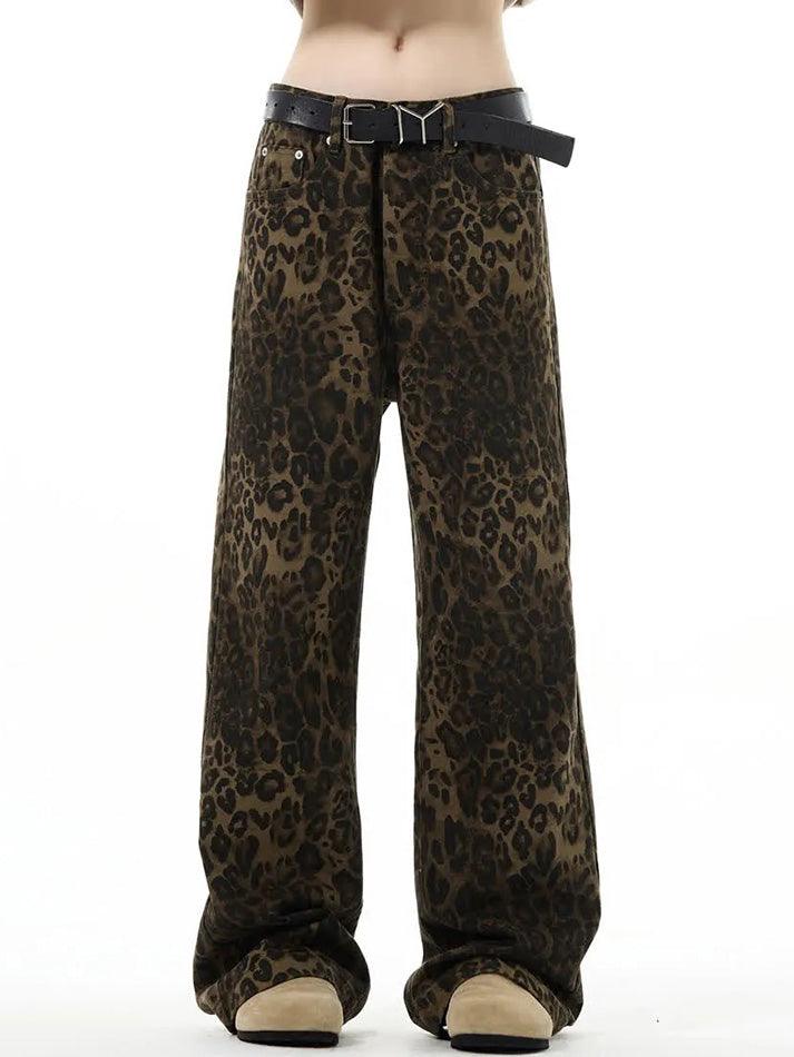 Leopard Print Straight Leg Jeans - AnotherChill