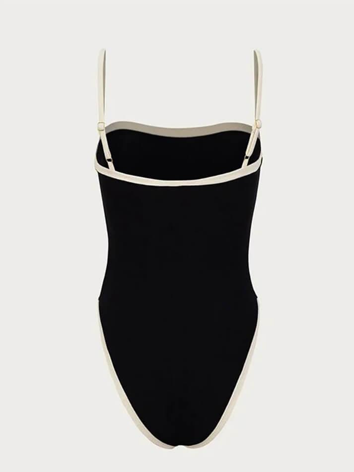 Contrast Binding Basic One Piece Swimsuit - AnotherChill