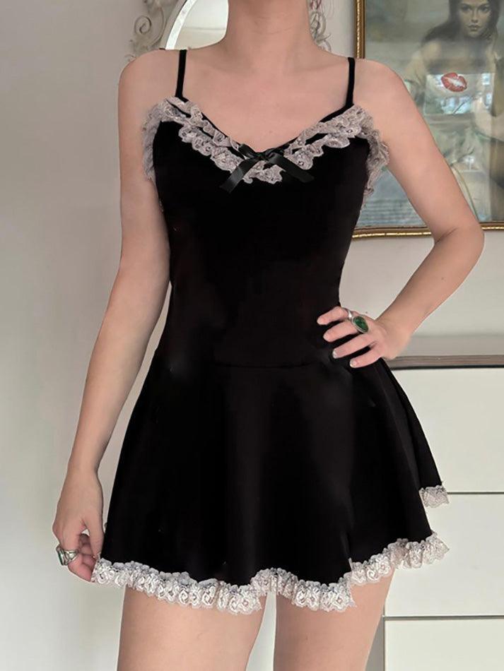 Lace Trim Bow Front Cami Dress