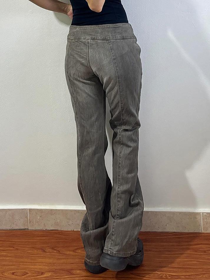 Vintage Distressed Low-Rise Cross-Tie Jeans