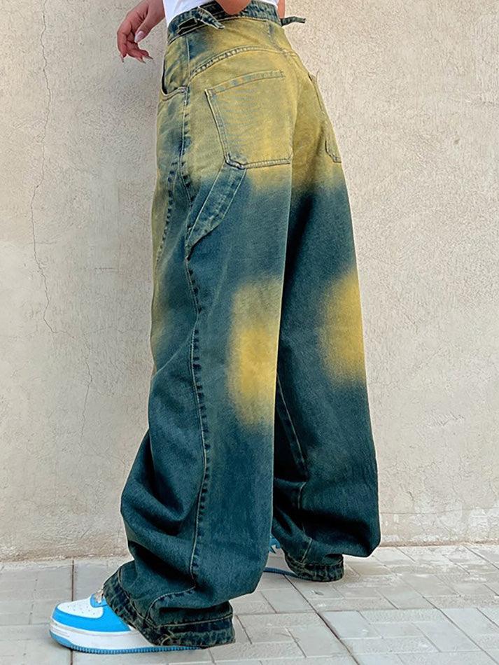 Vintage Washed Gradient Loose Jeans