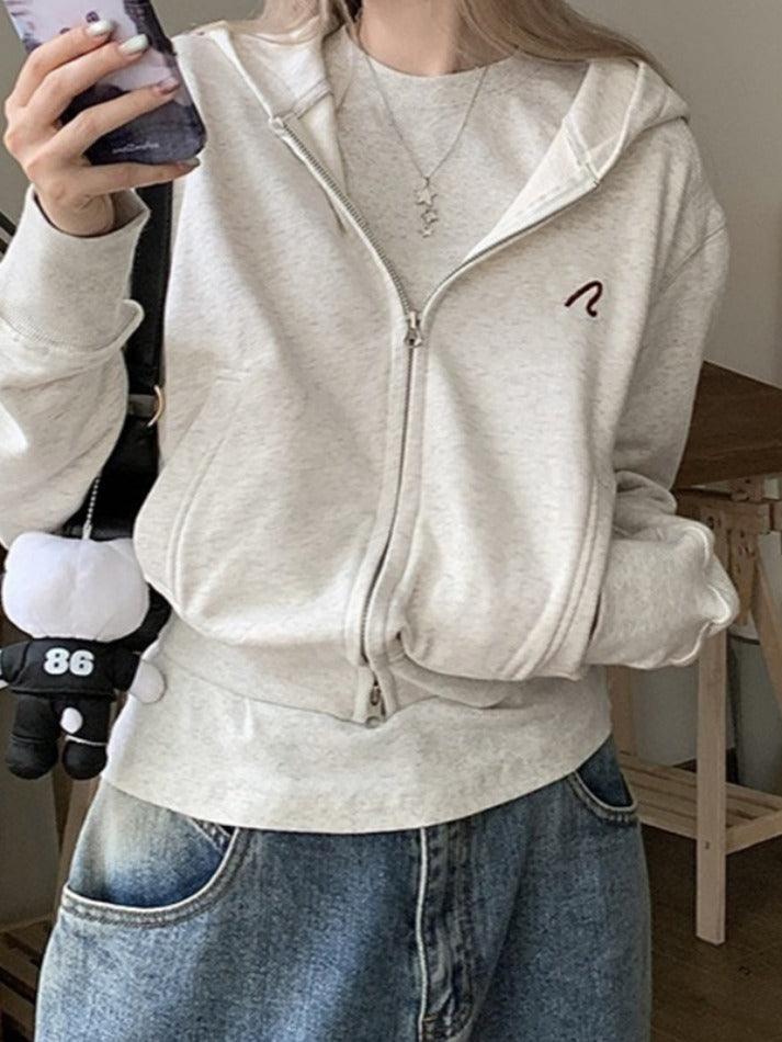 Zip Up Cardigan Loose Hoodie