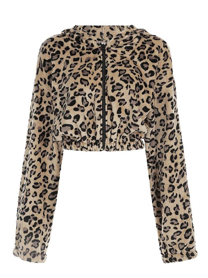 Leopard Print Fleece Hoodie