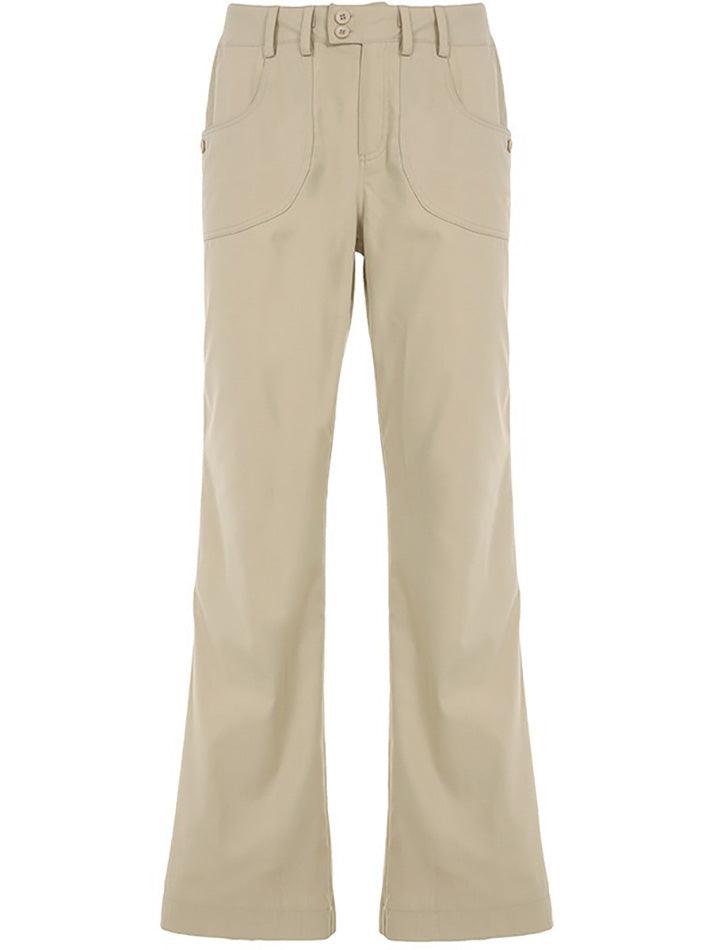 Double-Button Low-Rise Straight-Leg Pants