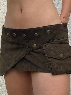 Vintage Studded Low-Waist Mini Skirt