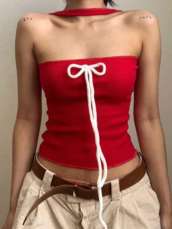 Contrast Bow Bandeau Top