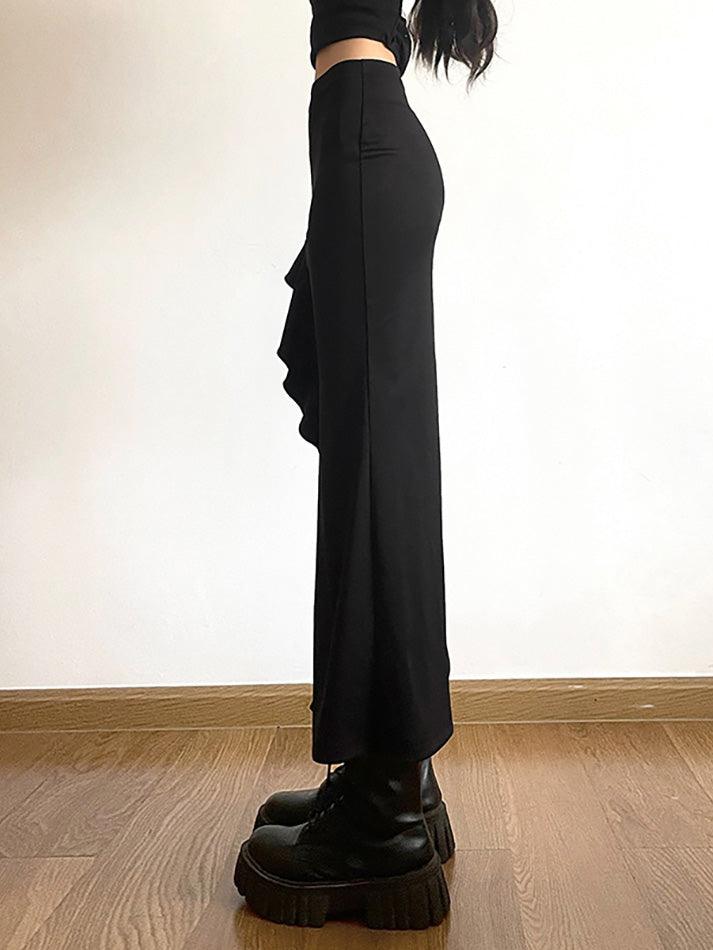 High Waist Irregular Split Goth Skirt - AnotherChill