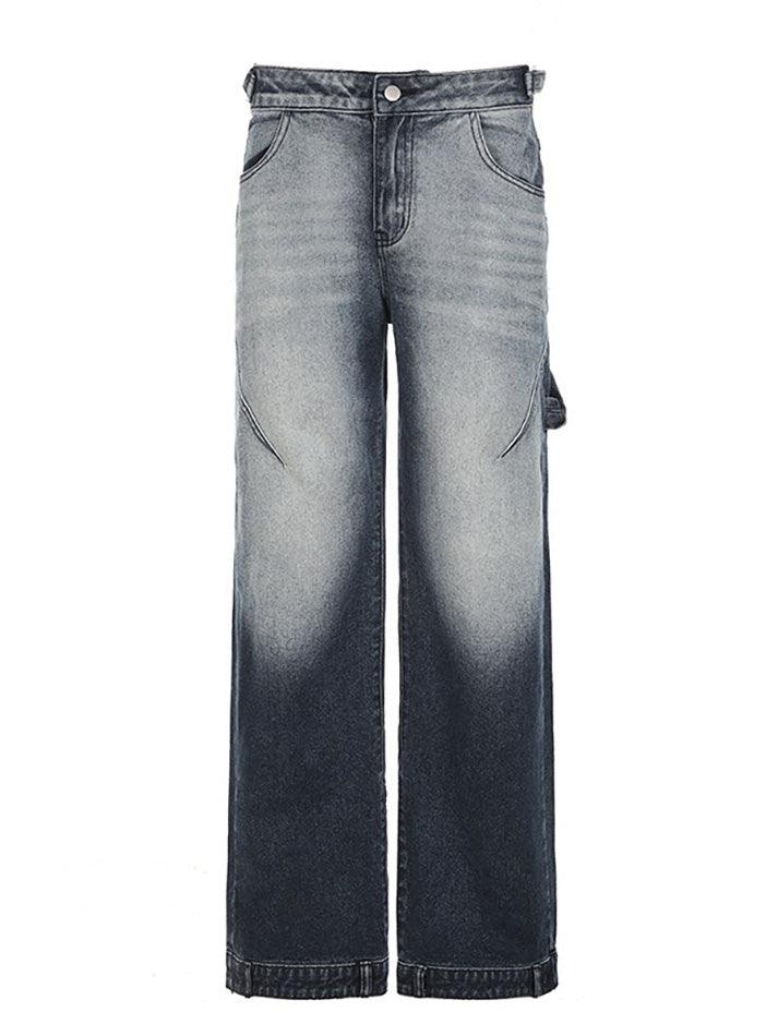 Vintage Washed Gradient Loose Jeans