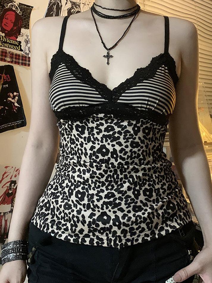 Leopard Print Lace Patchwork Cami Top