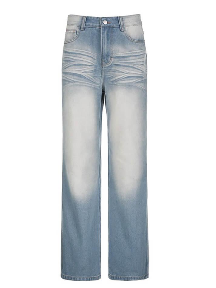 High Waist Washed Loose-Fit Wide-Leg Jeans - AnotherChill