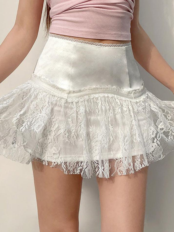 Ballet Style Lace Mesh Patchwork Bustier Skirt - AnotherChill