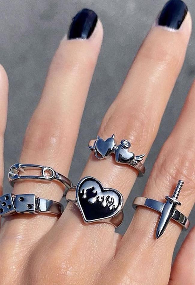 5Pcs Y2k Heart Ring AnotherChill