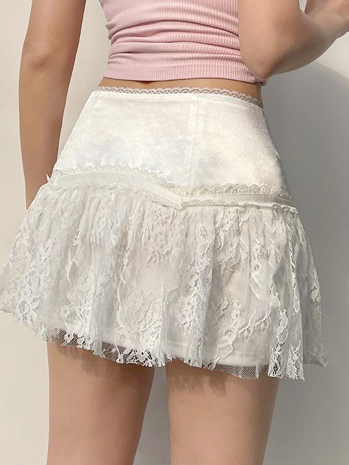 Ballet Style Lace Mesh Patchwork Bustier Skirt - AnotherChill