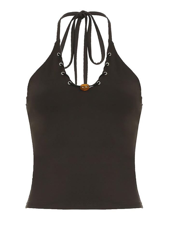 Solid Color U-Neck Halter Tank Top