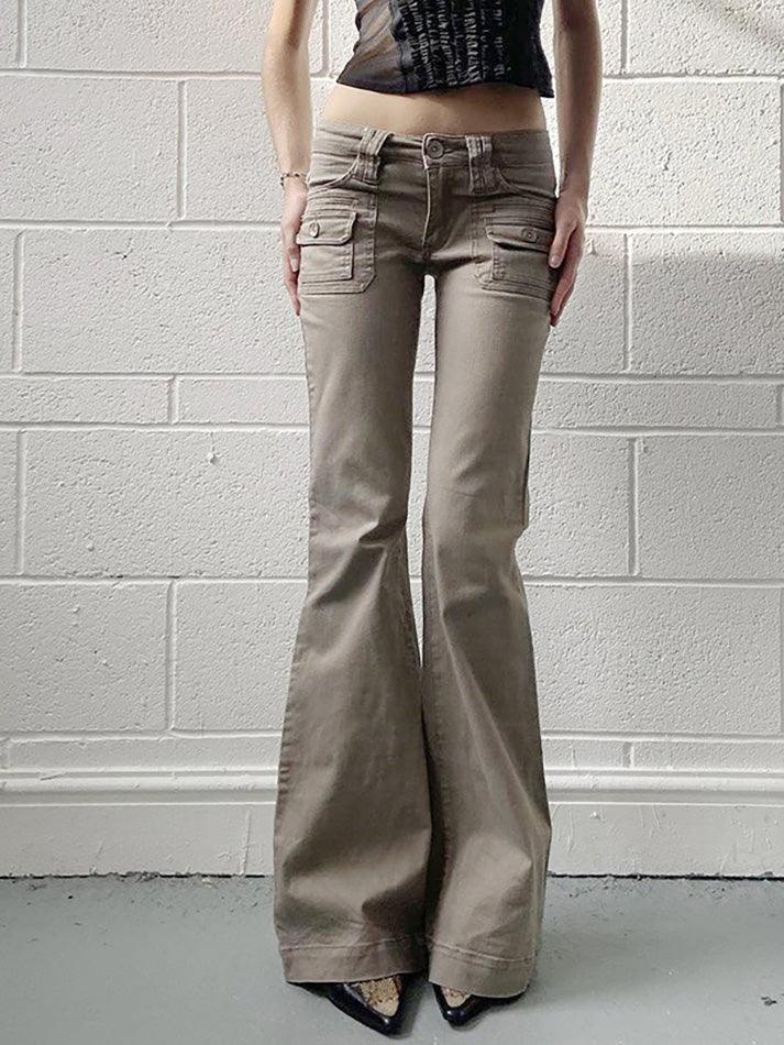 Vintage Low-Rise Pocket Flared Jeans