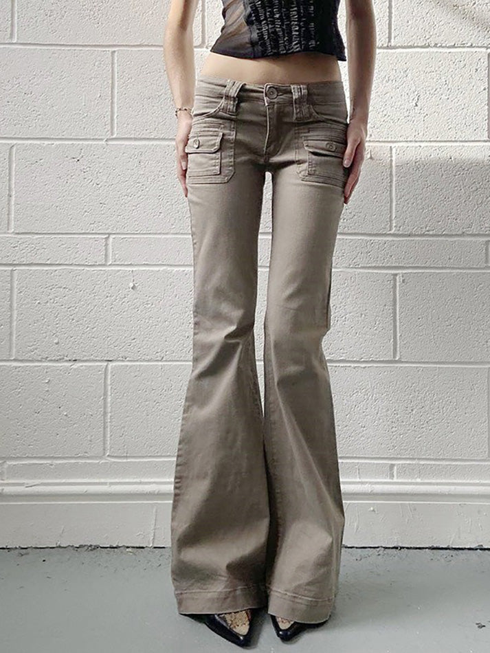 Vintage Low-Rise Pocket Flared Jeans