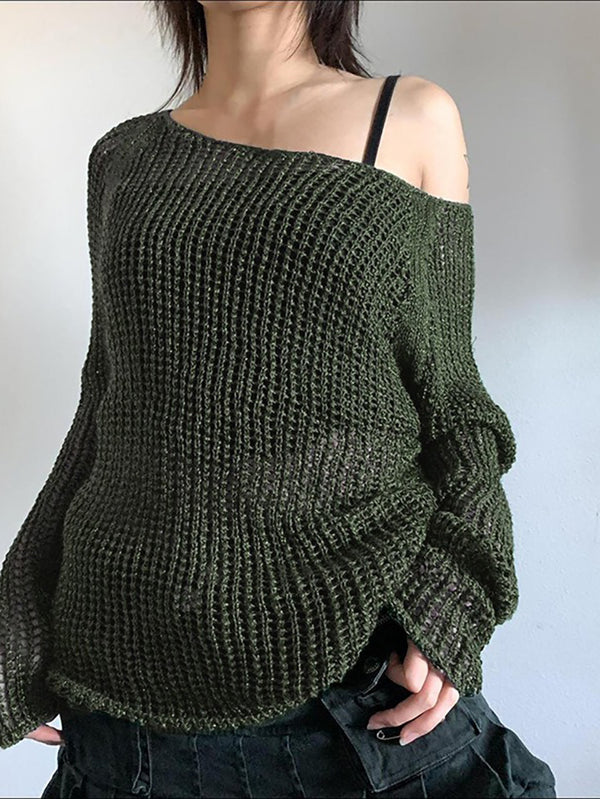 Vintage Solid Color Loose Sweater