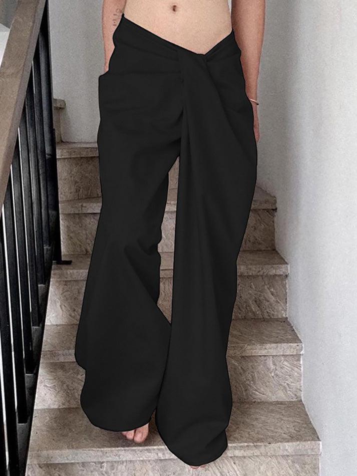 Asymmetrical Cross Waist Cargo Pants