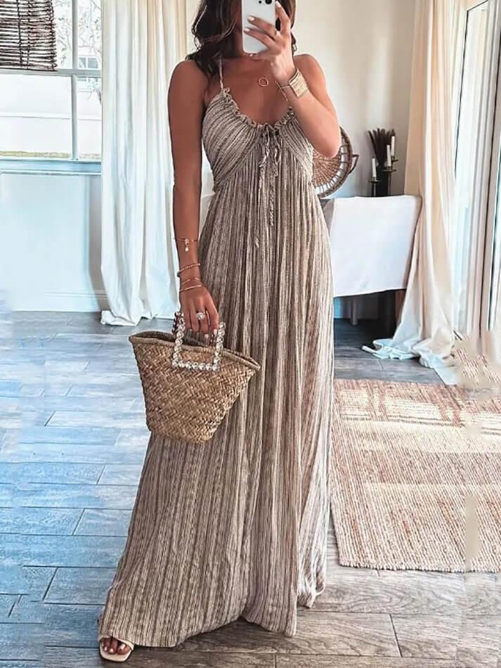 Backless U-Neck Halter Strap Long Dress - AnotherChill