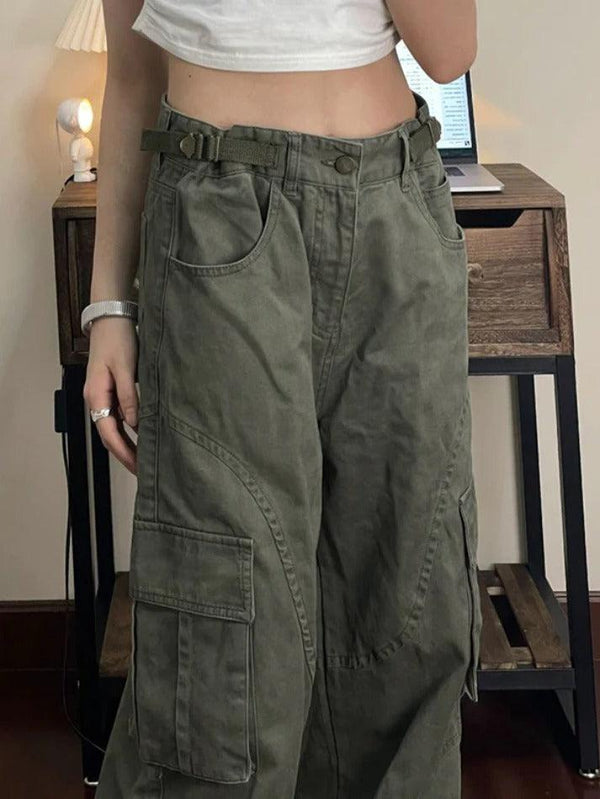 Straight Loose Casual Wide Leg Cargo Jeans - AnotherChill
