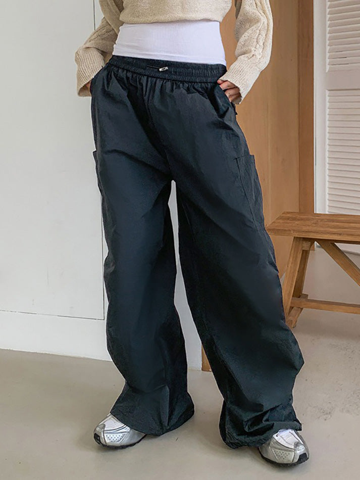 Drawstring Loose Low-Rise Multi-Pocket Cargo Pants