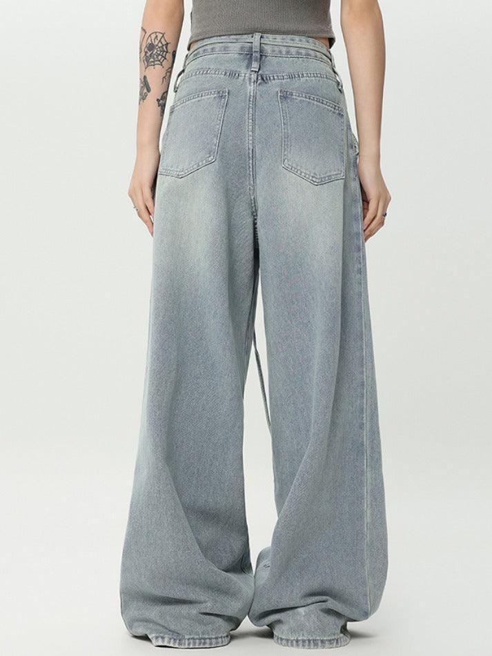 Drawstring High Street Wide Leg Boyfriend Jeans