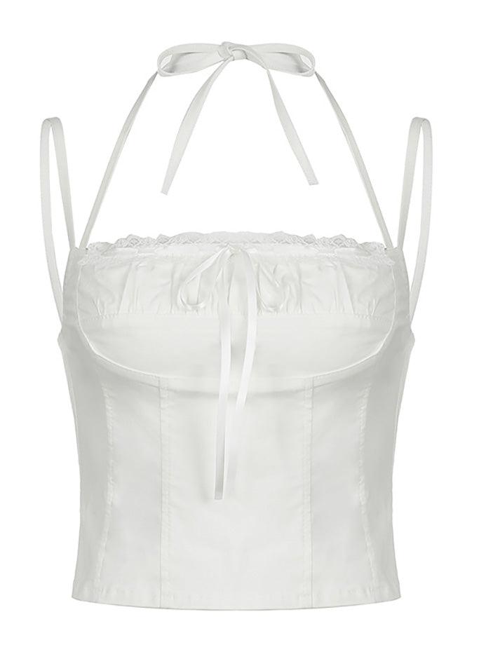 Lace Up Ruched Bust Corset Top - AnotherChill