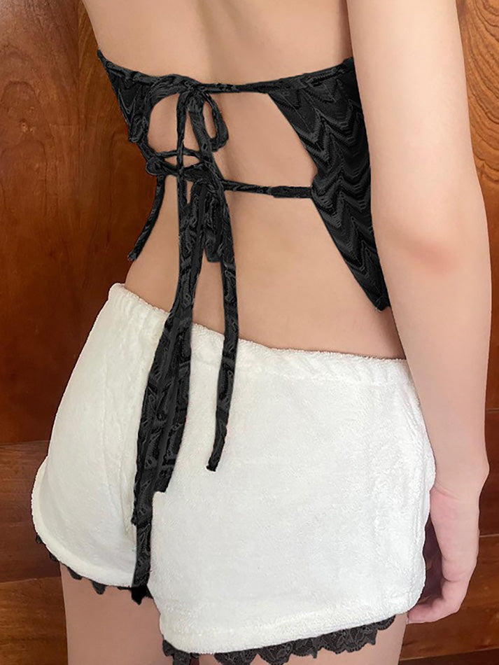 Lace Trim Bow Shorts