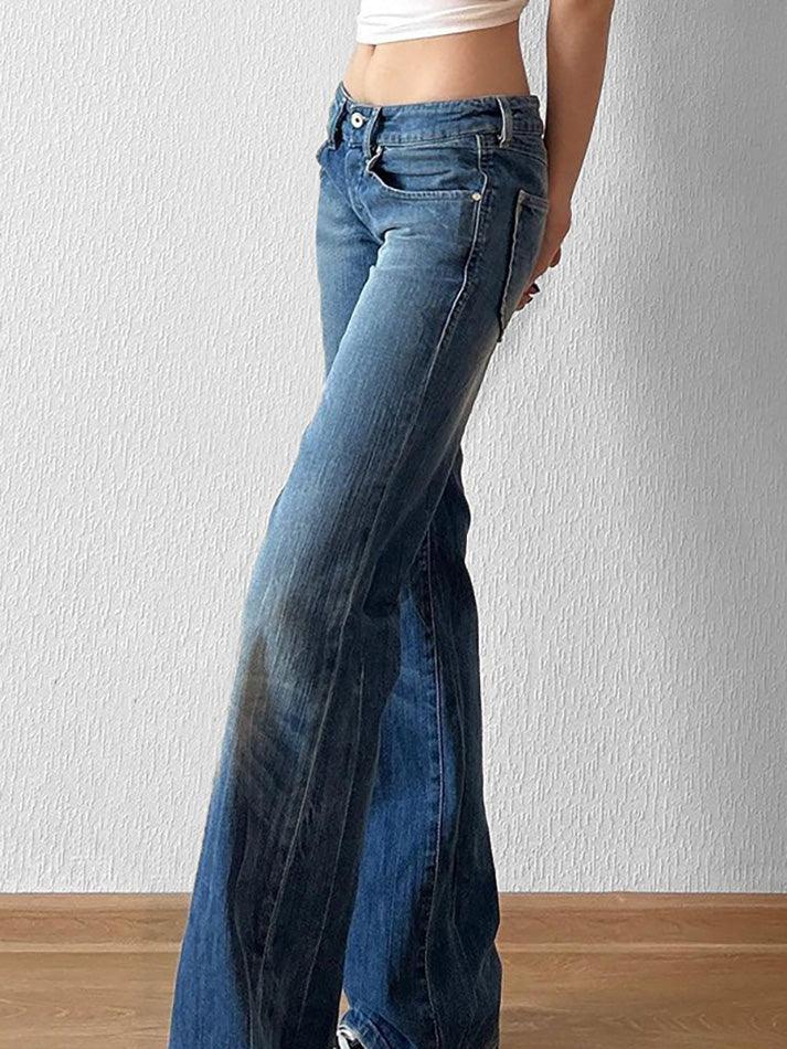 Vintage Low Rise Washed Wide Leg Jeans