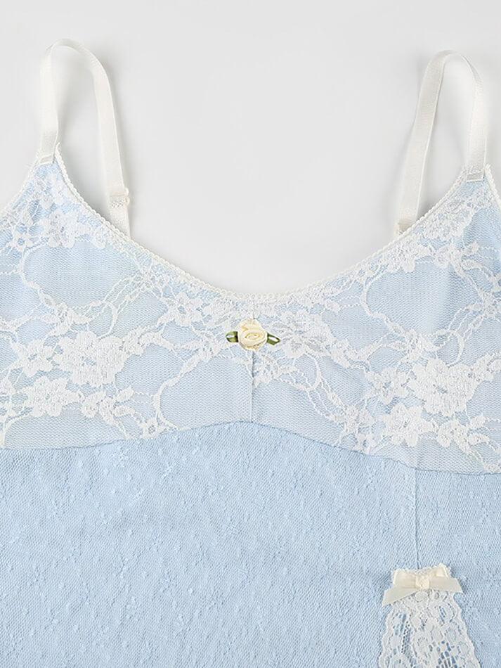 Lace Split Contrast Camisole Top - AnotherChill
