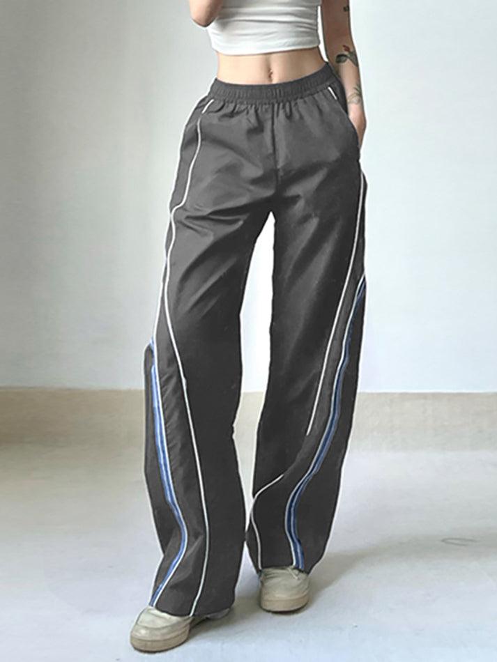 Vintage Striped Piping Baggy Sweatpants - AnotherChill