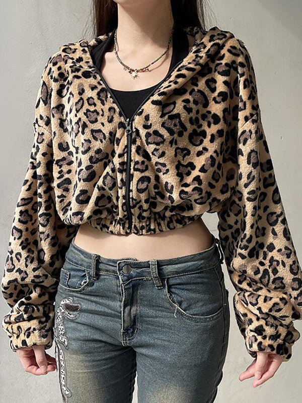 Leopard Print Fleece Hoodie