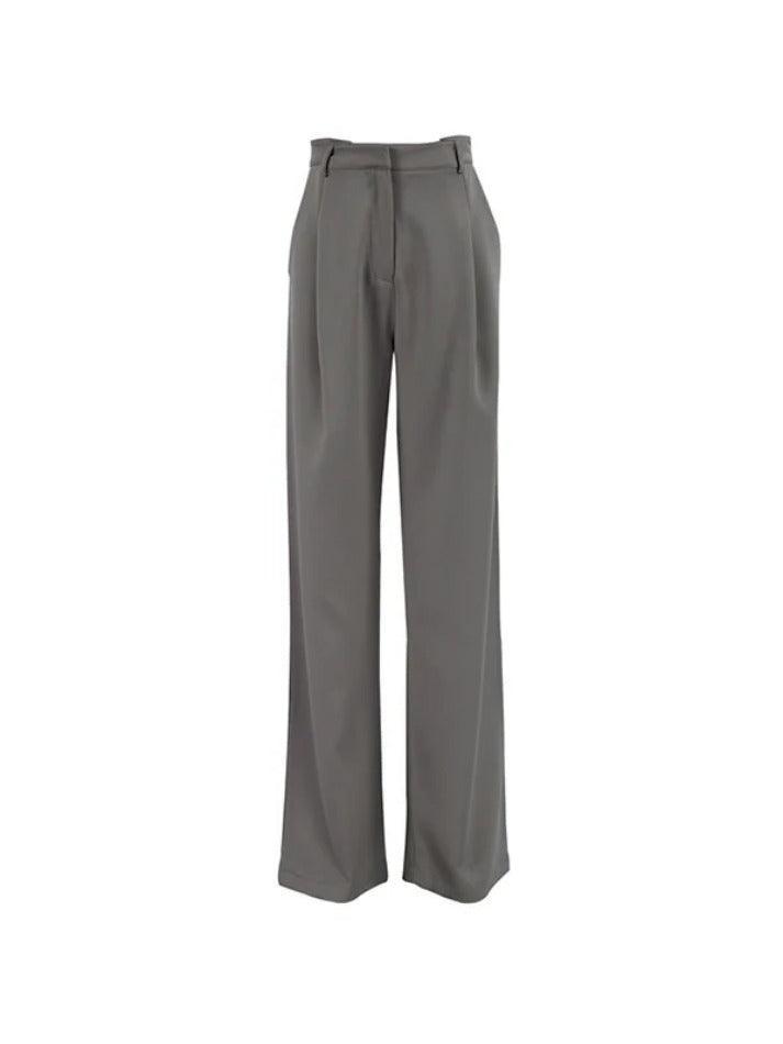 Solid High Rise Tailored Pants - AnotherChill