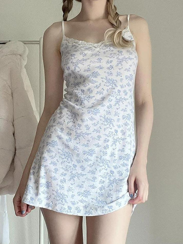 Lace Floral Halter Mini Dress - AnotherChill