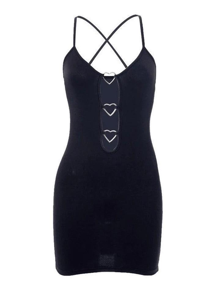 Backless Heart Decor Mini Dress - AnotherChill