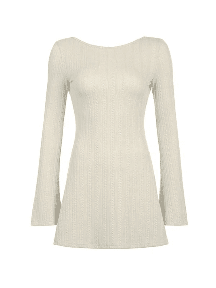 Backless Knitted Long Sleeve Mini Dress - AnotherChill