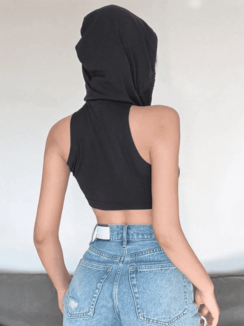 Bandana Design Hooded Cropped Tank Top - AnotherChill