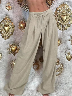 Basic Tie-Waist High-Rise Corduroy Pants - AnotherChill