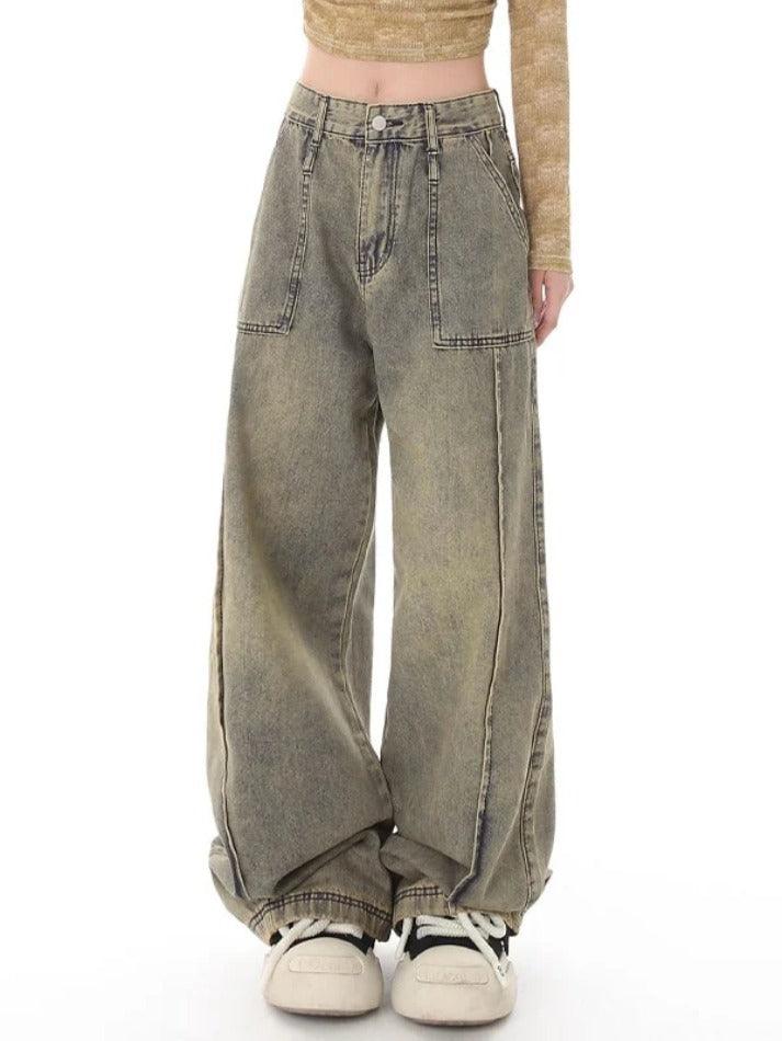 Vintage Distressed Wash Splice Boyfriend Jeans - AnotherChill